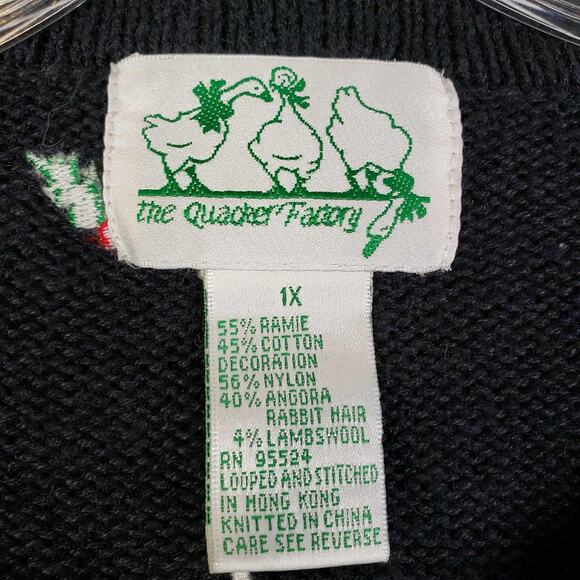 The Quacker Factory Gingerbread Christmas Sweater Cardigan Plus Size 1X Black - Picture 11 of 13
